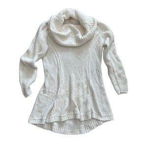 Style & Co White Cowl Neck Waffle Knit Tunic Sweater M